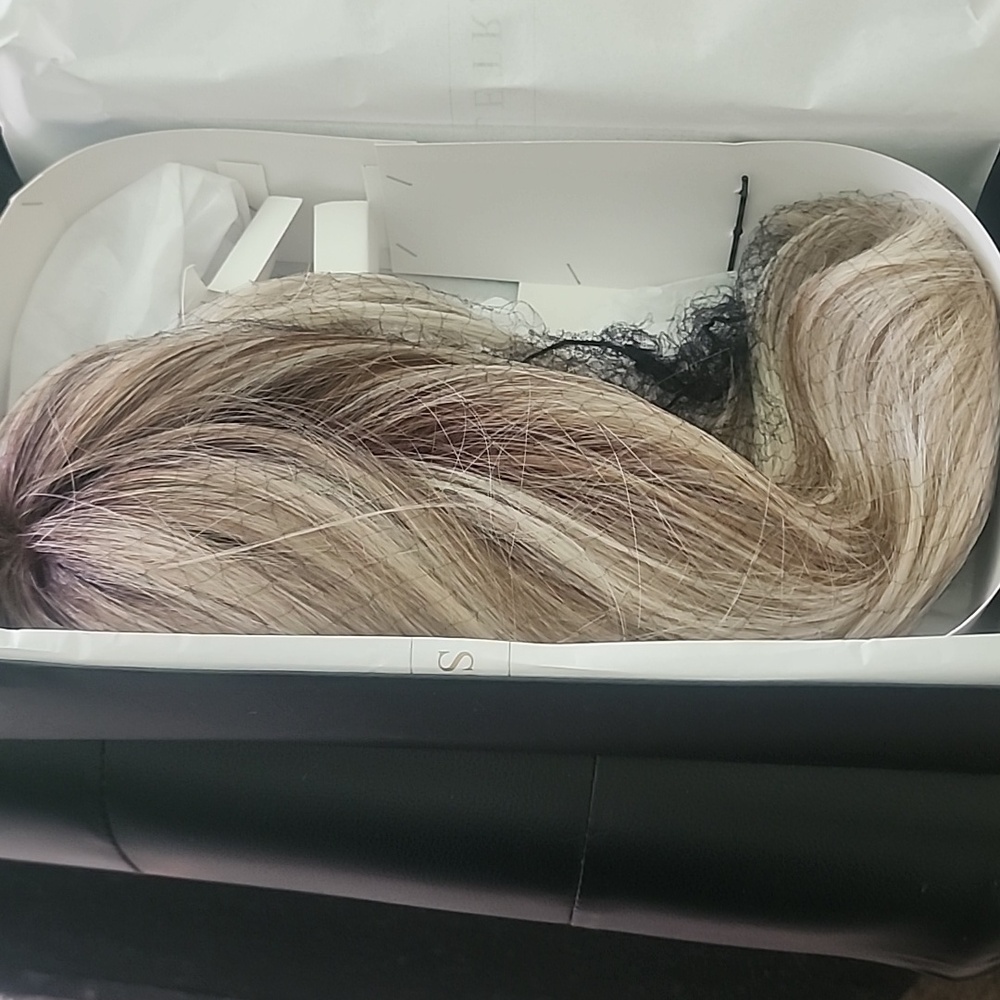 Blonde Straight Synthetic Wig - Natural Light Blonde Milkshake Blonde Hand Tied - Picture 11 of 11